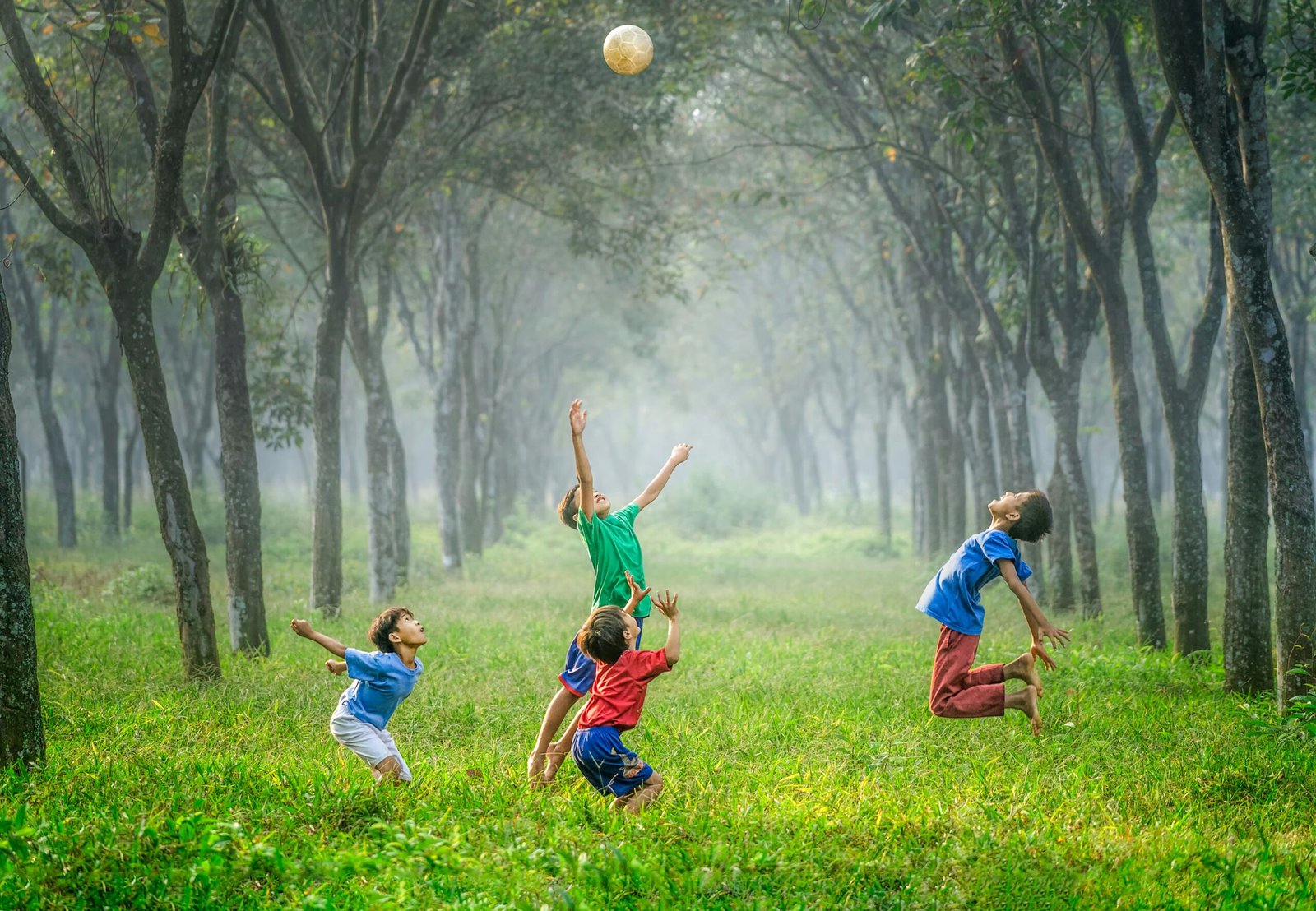 children playing with a ball together