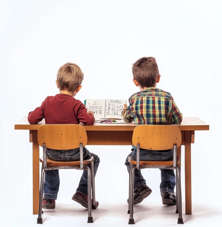 two boys solving math questions together