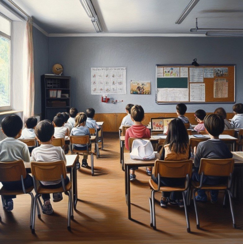 A classroom with children