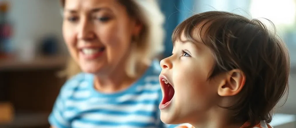 A boy shouting and mom gets stressed