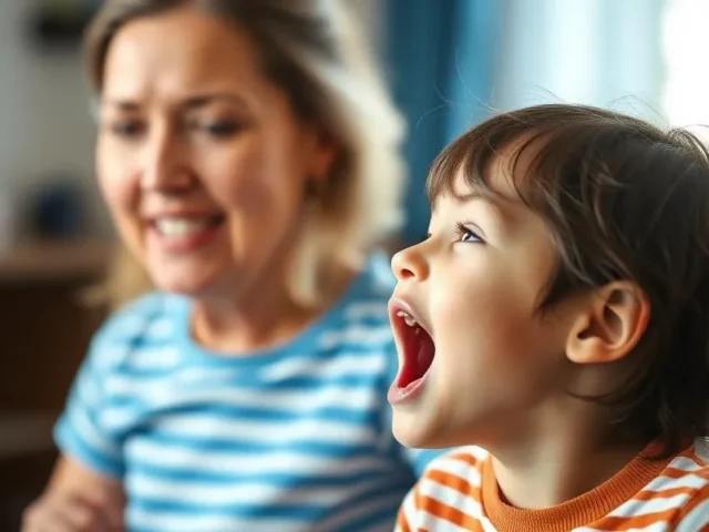 A boy shouting and mom gets stressed