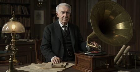 Thomas Edision with Phonograph