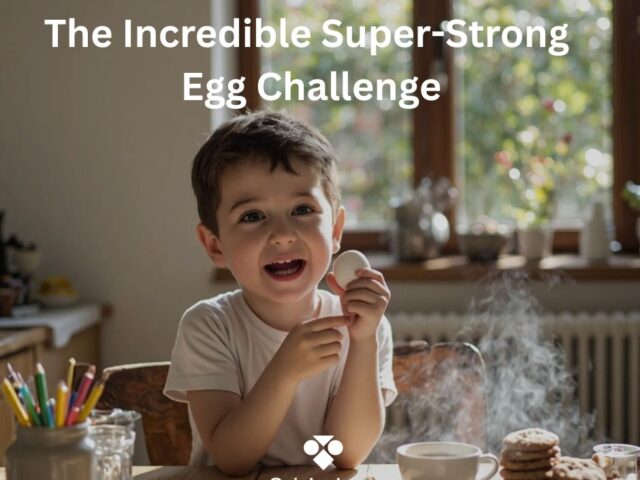 A boy is holding an egg