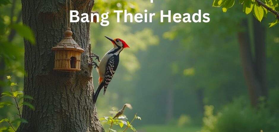 A woodpecker pecking on a tree