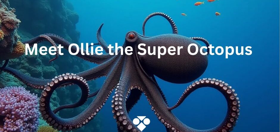 A large octopus in blue ocean