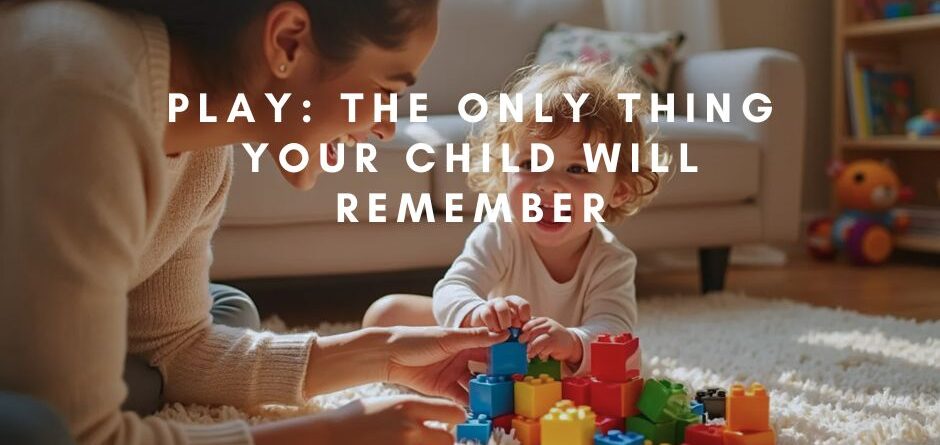 A parent and a baby playing with blocks together