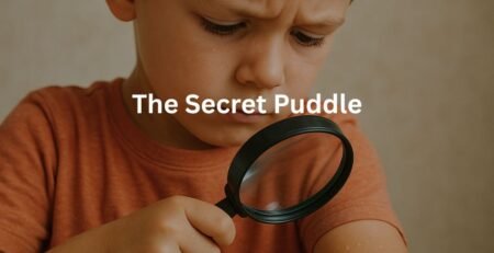 a boy is looking at sweat on his arm using magnifying glass