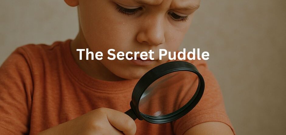 a boy is looking at sweat on his arm using magnifying glass