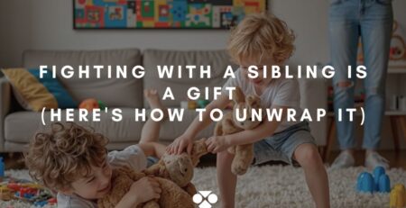Two boys fighting each other over a toy and mom is watching them frustrated