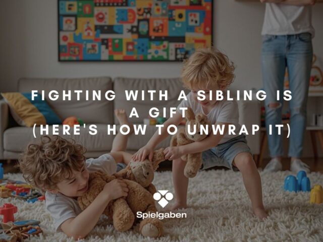 Two boys fighting each other over a toy and mom is watching them frustrated
