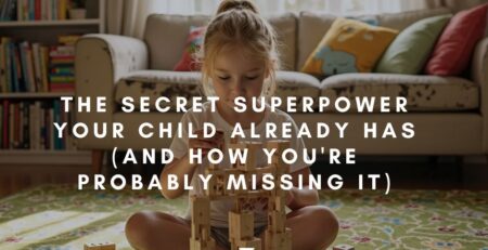 a little girl is building a castle with wooden blocks