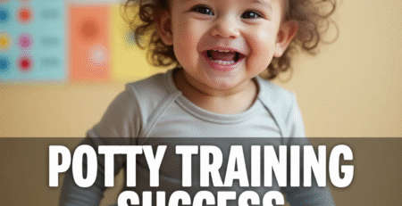 a little boy is doing potty training