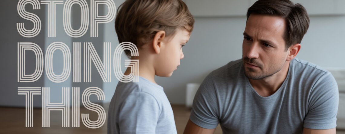 Father is scolding his son
